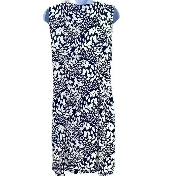 Apt.9 Women's Animal Print Navy White Cinched Waist Sleeveless Dress Size M NWT - Picture 2 of 7